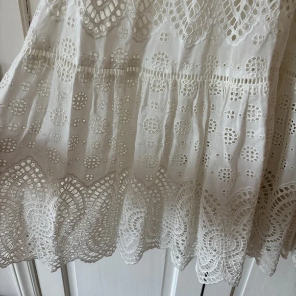 Ulla Johnson Gianna White Eyelet Midi Dress Size 0 XS Tiered Tasseled Boho Bride - Picture 8 of 16